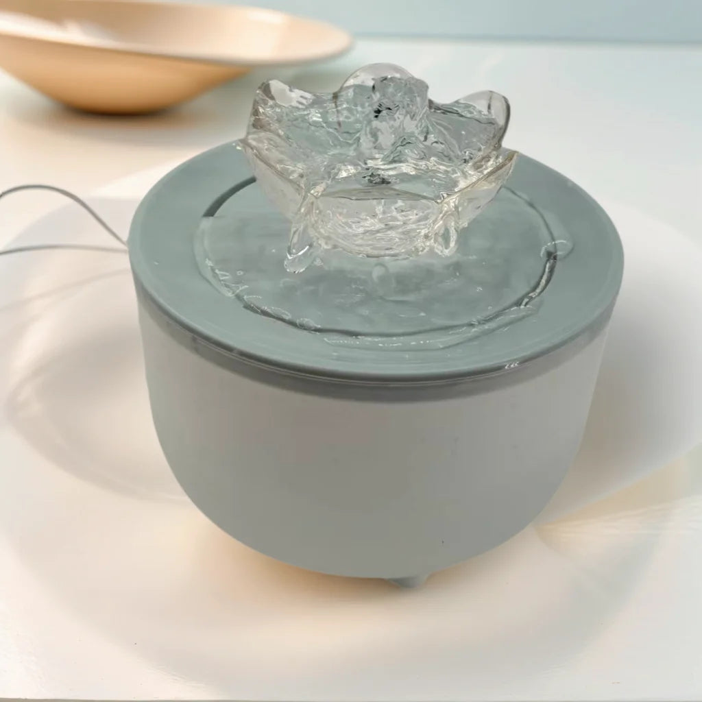 green lotus flowers Color Automatic 1.2L Pet Water Fountain – Quiet Circulating Dispenser